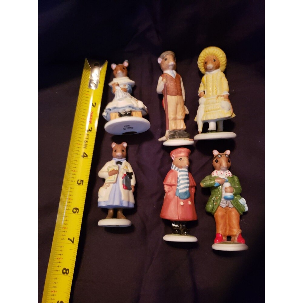 Vintage WOODMOUSE Family Figurines 1985 FP Lot of 6 Franklin Mint